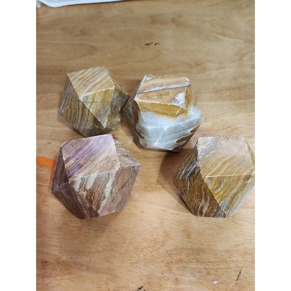 4 Unpolished Natural Stone Jasper And Other Stones Decorative Accent